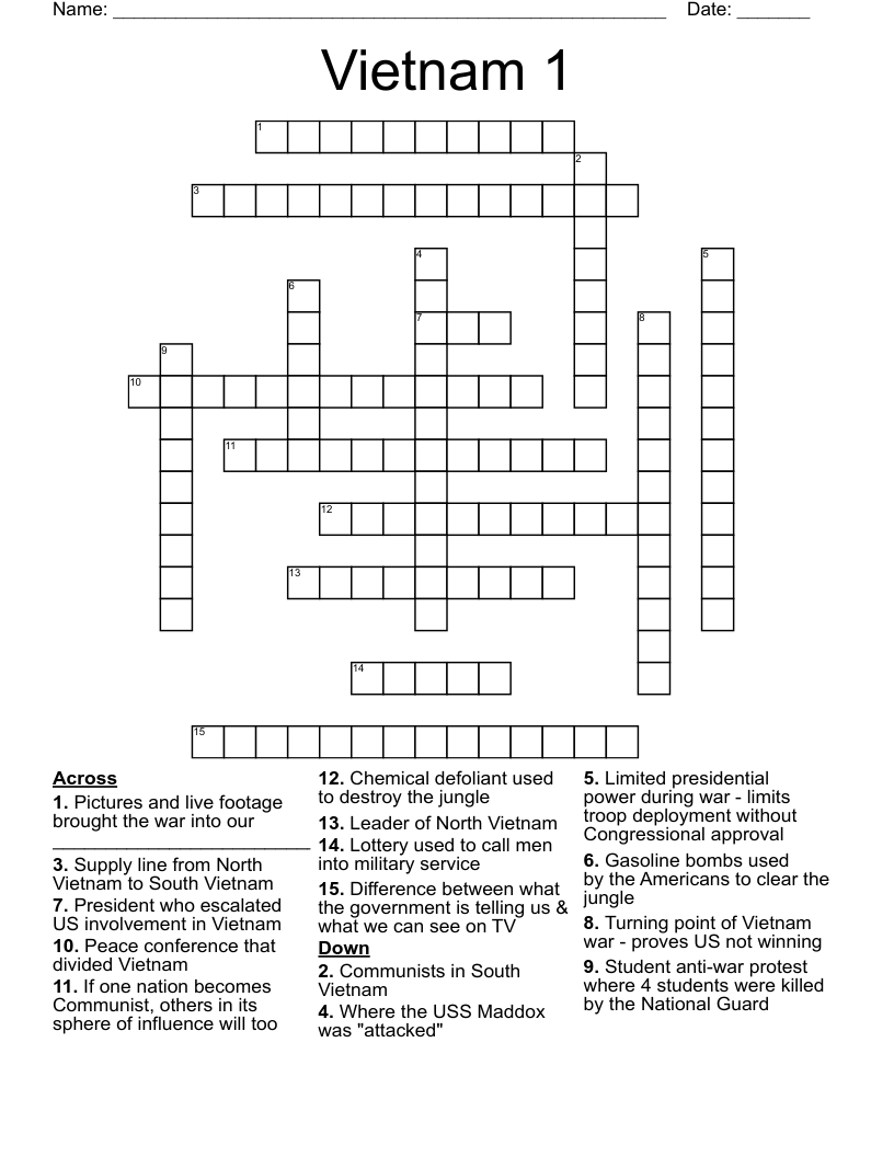 Vietnam 1 Crossword