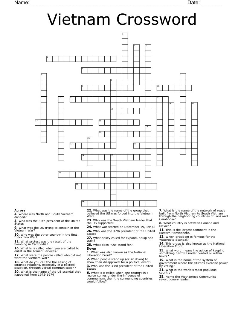 Vietnam Crossword