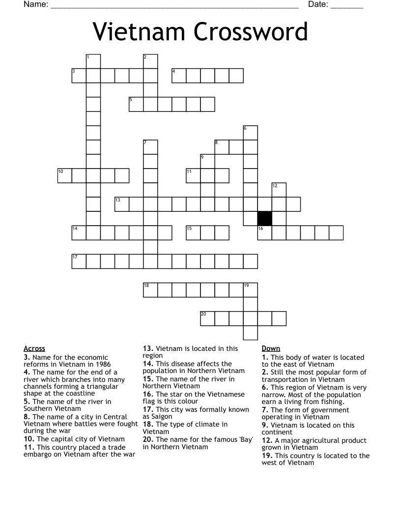 Vietnam Crossword