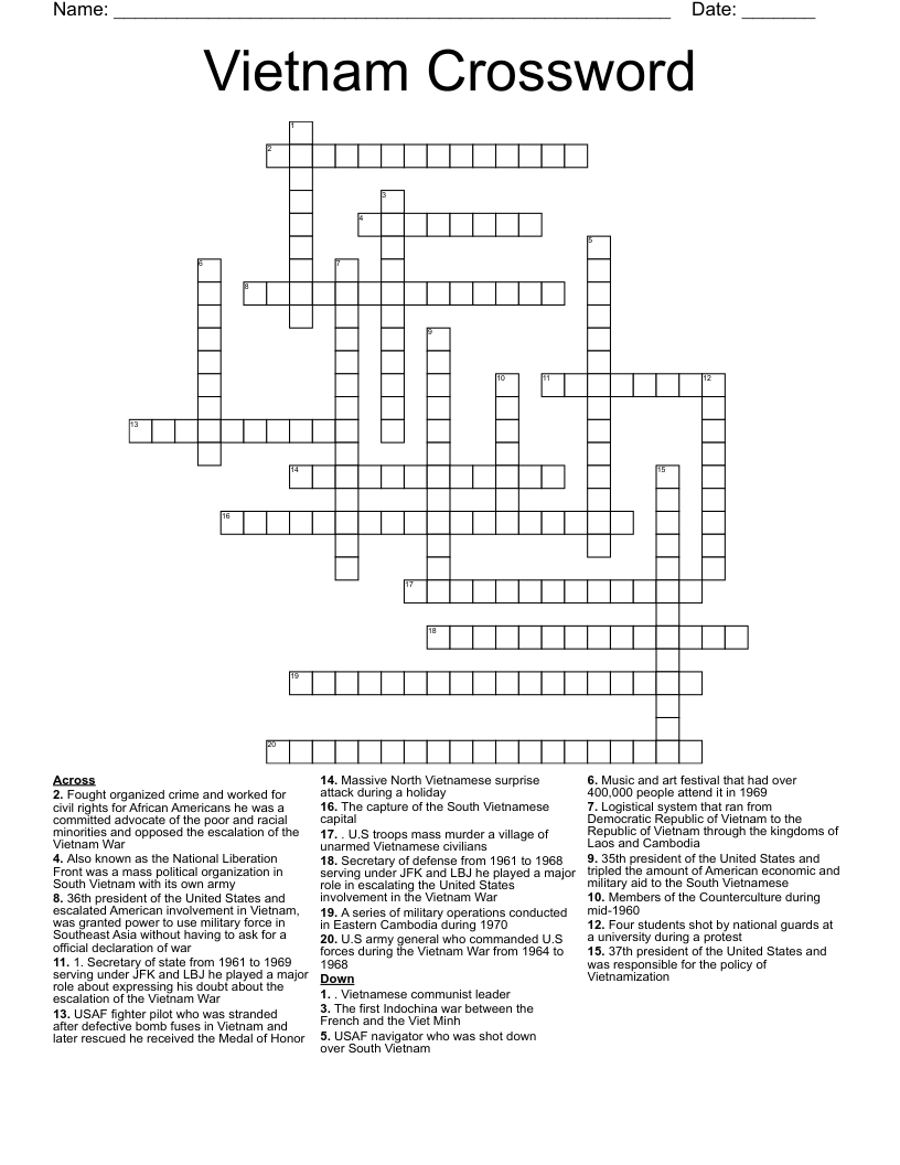 Vietnam Crossword