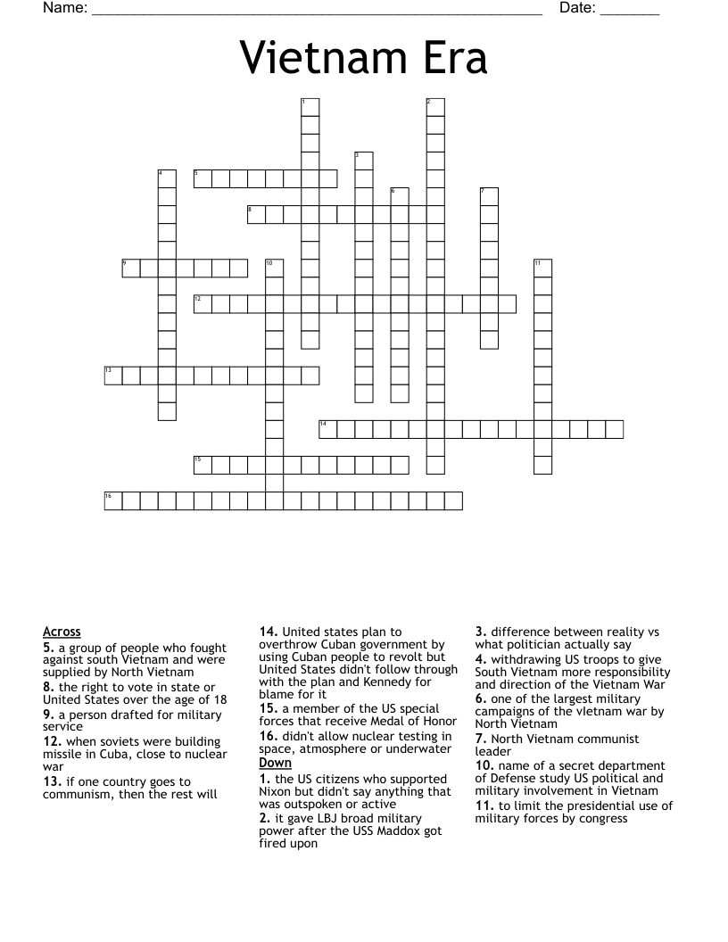 Vietnam Era Crossword