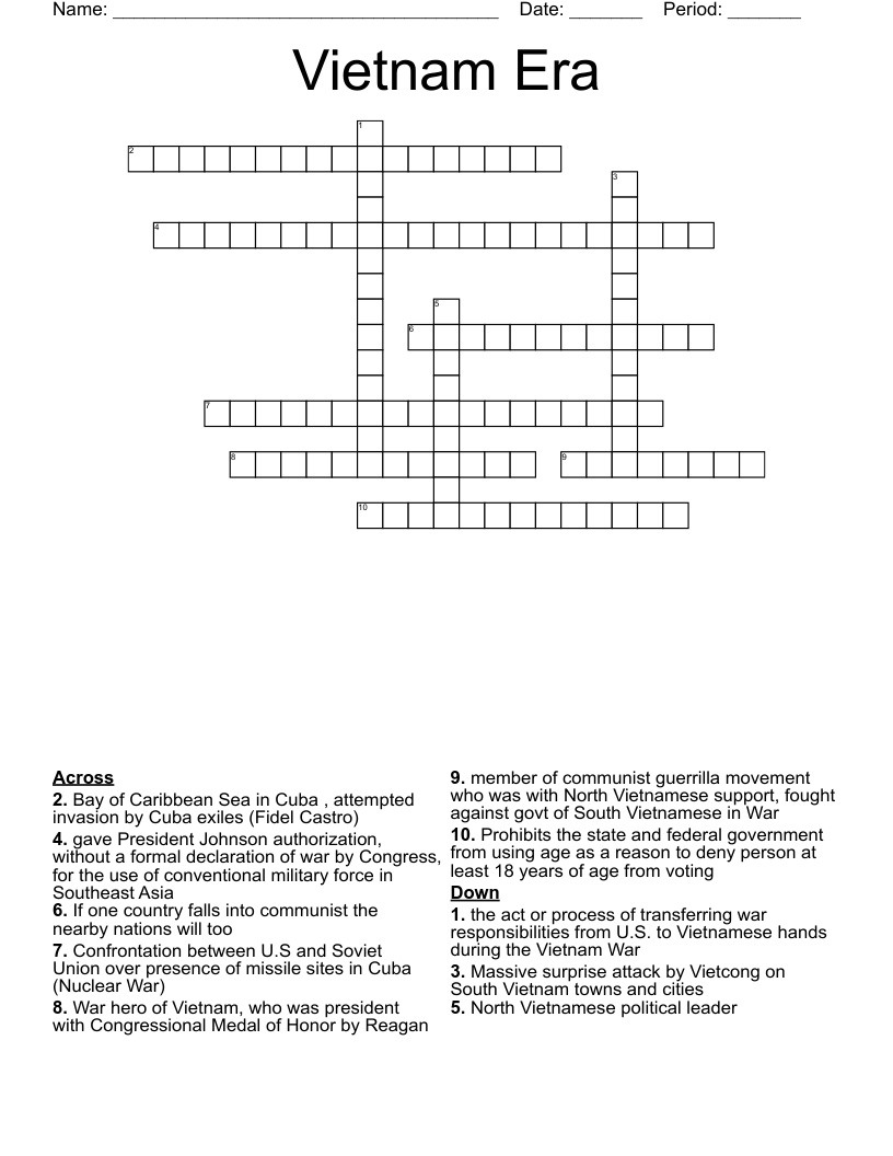 Vietnam Era Crossword