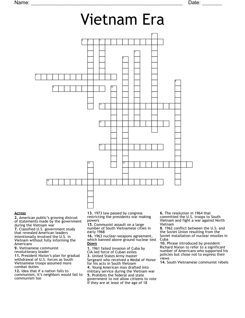 Vietnam Era  Crossword