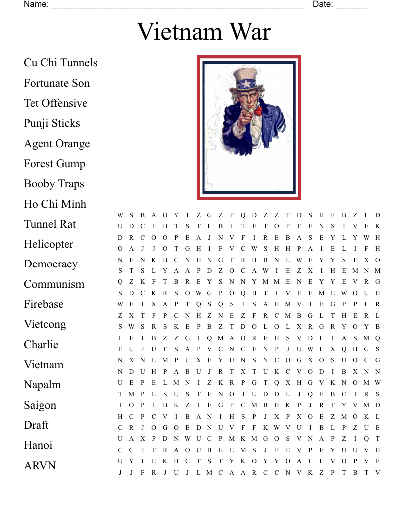Vietnam War Word Search