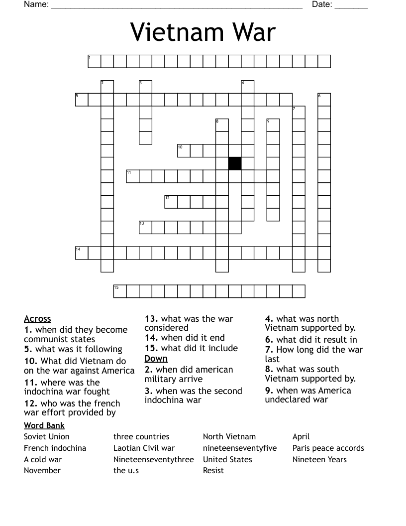 Vietnam War Crossword