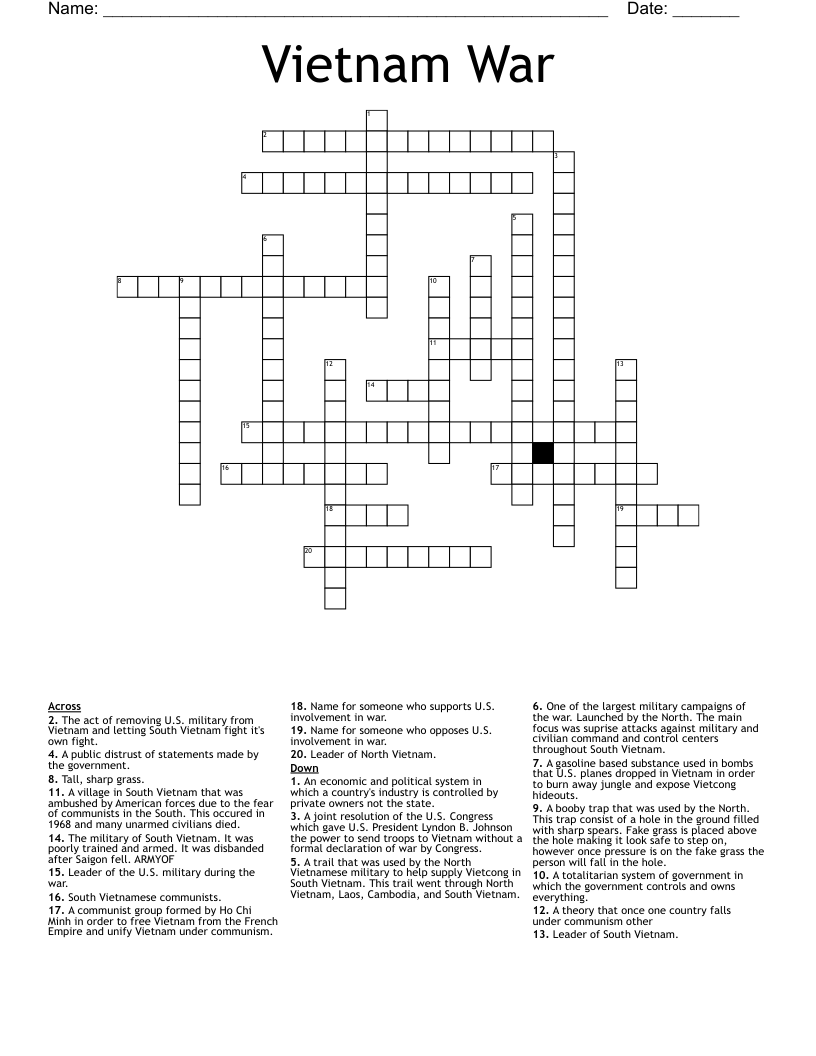 Vietnam War Crossword