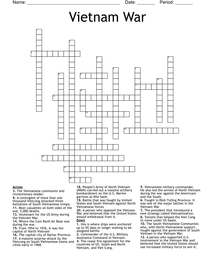 Vietnam War Crossword