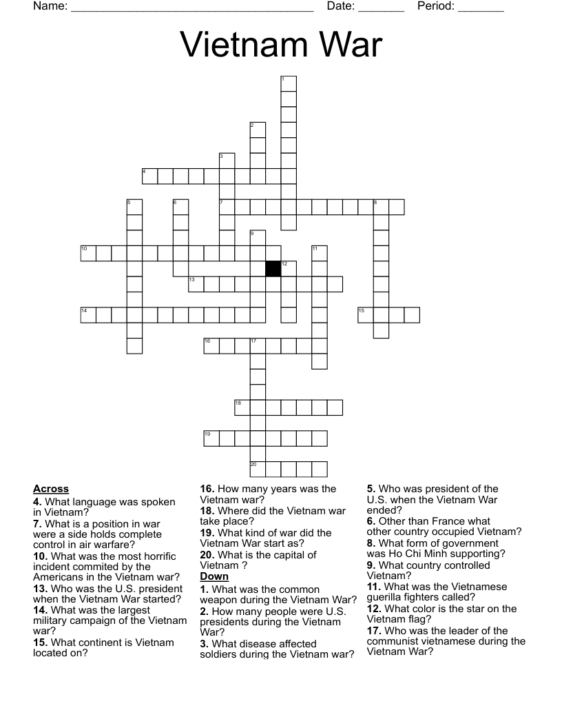 Vietnam War Crossword