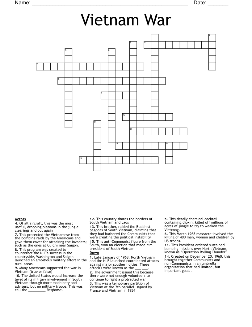 Vietnam War Crossword