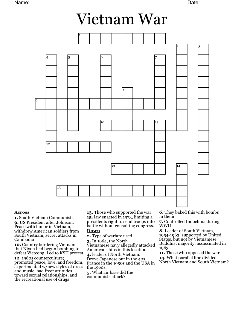 Vietnam War Crossword