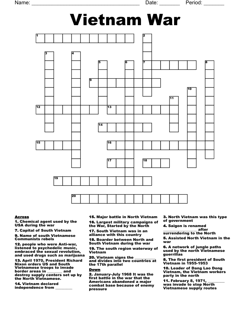 Vietnam War Crossword