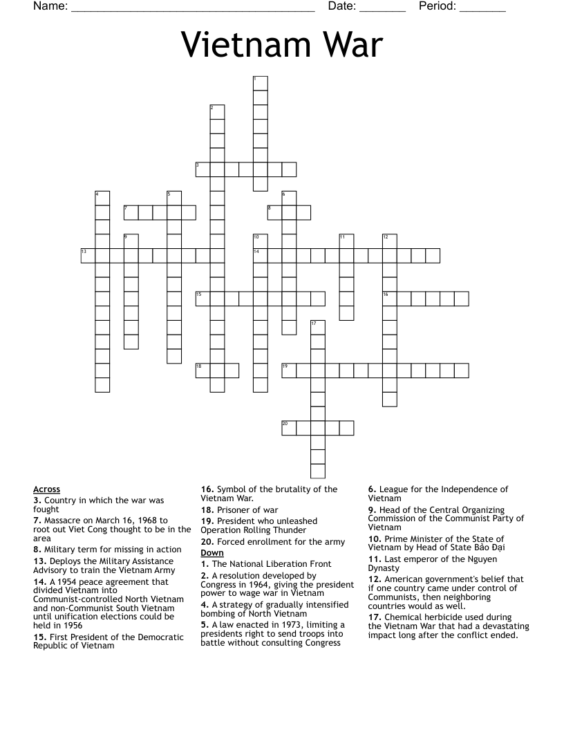 Vietnam War Crossword