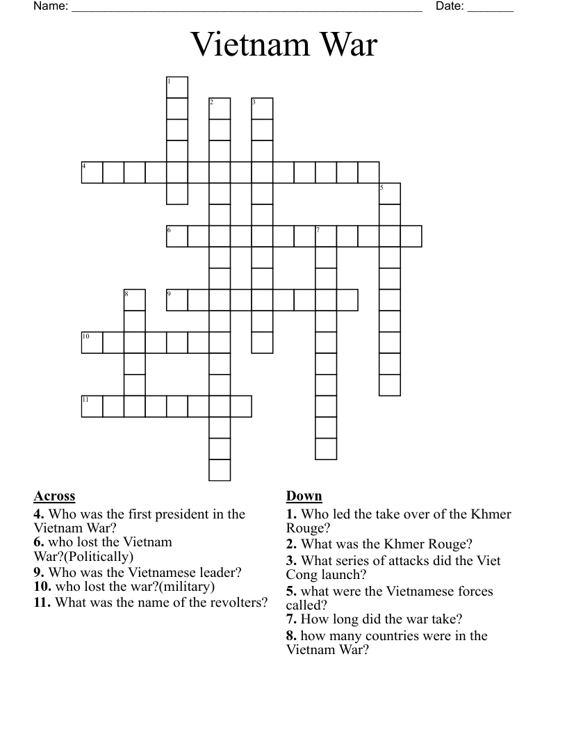 Vietnam War Crossword