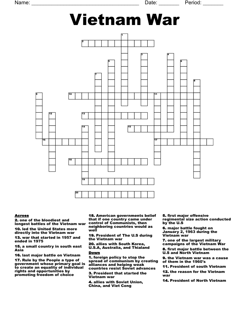Vietnam War Crossword
