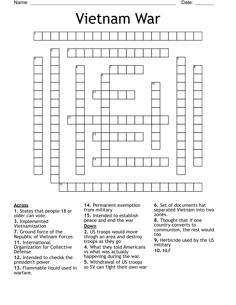 Vietnam War Crossword
