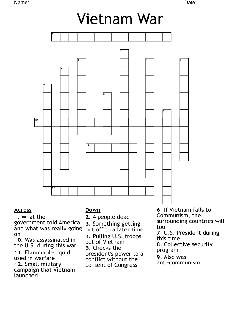 Vietnam War Crossword