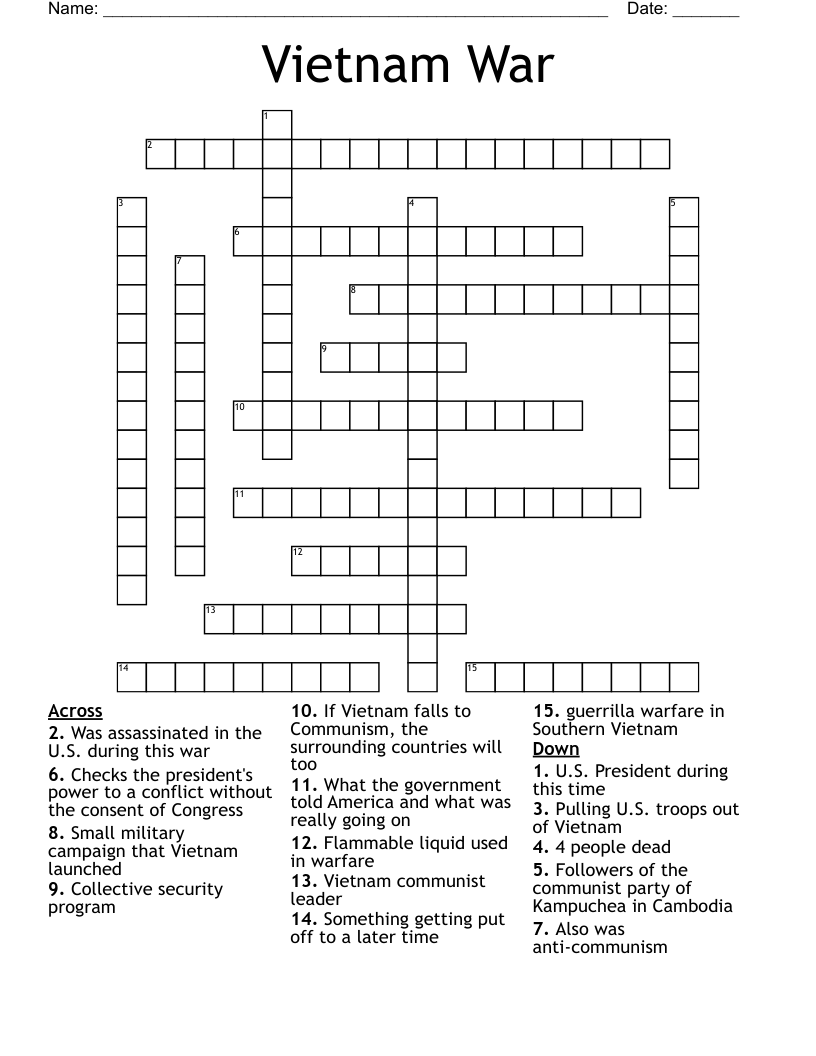 Vietnam War Crossword