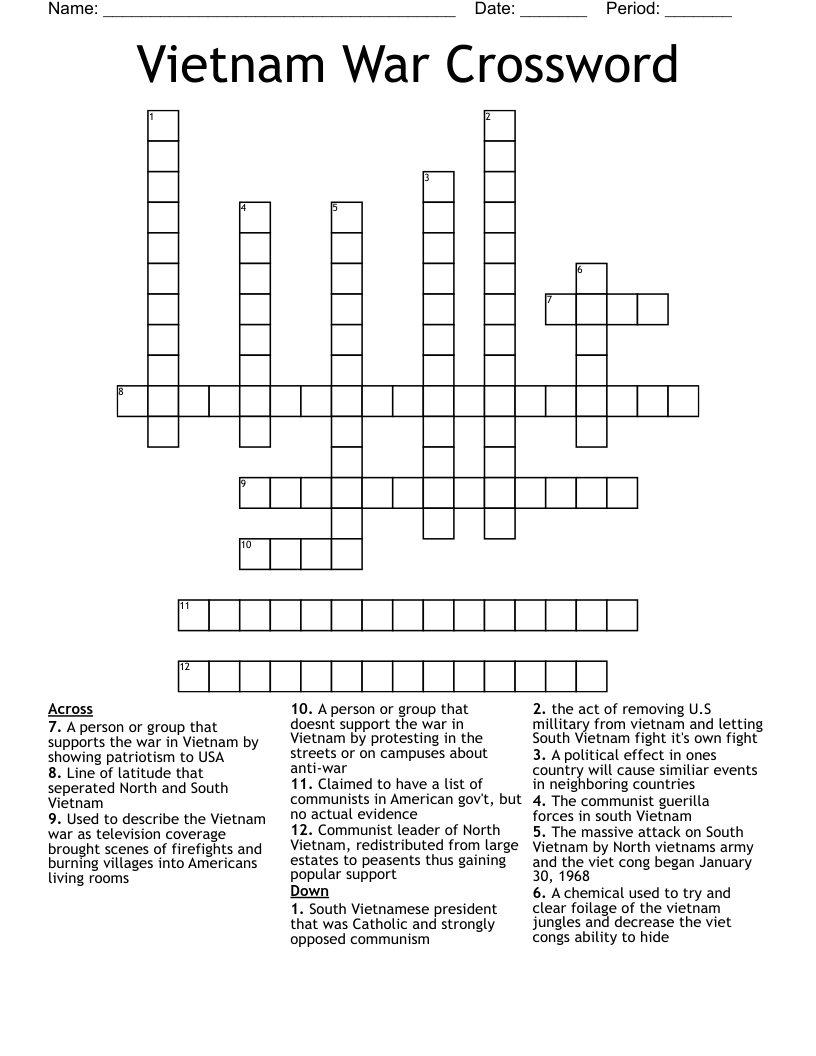 Vietnam War Crossword
