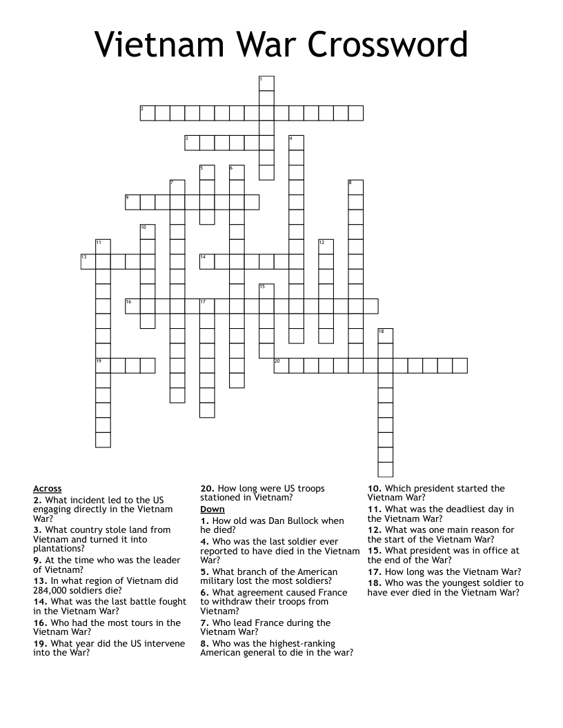 Vietnam War Crossword