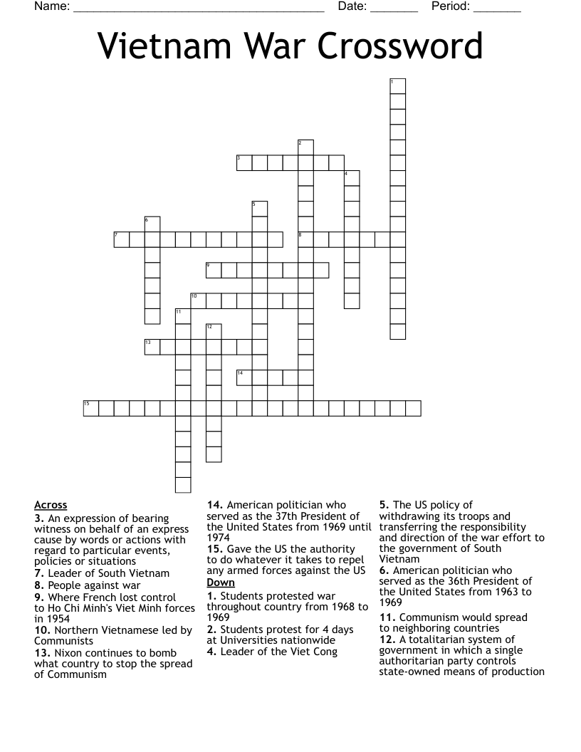 Vietnam War Crossword