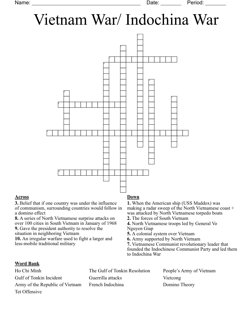 Vietnam War/ Indochina War Crossword