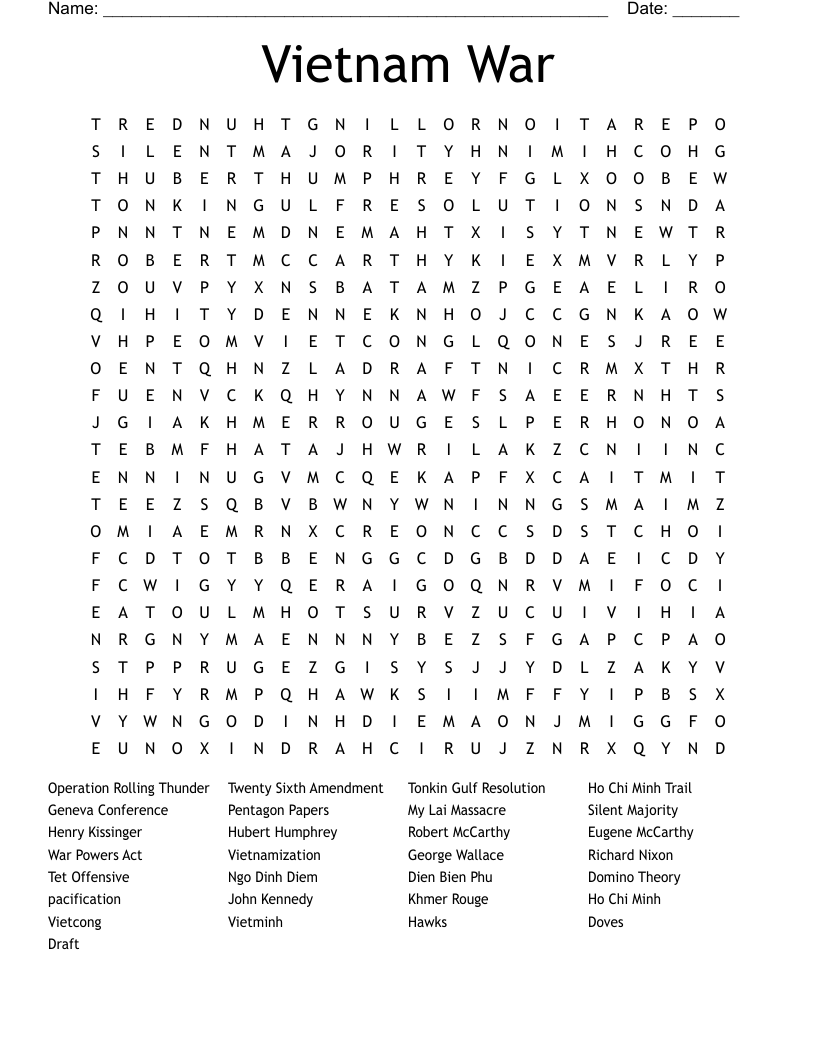 Vietnam War  Word Search
