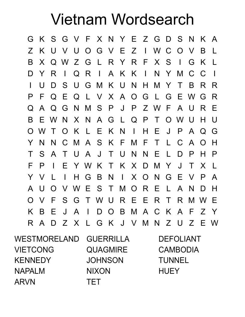 Vietnam Wordsearch