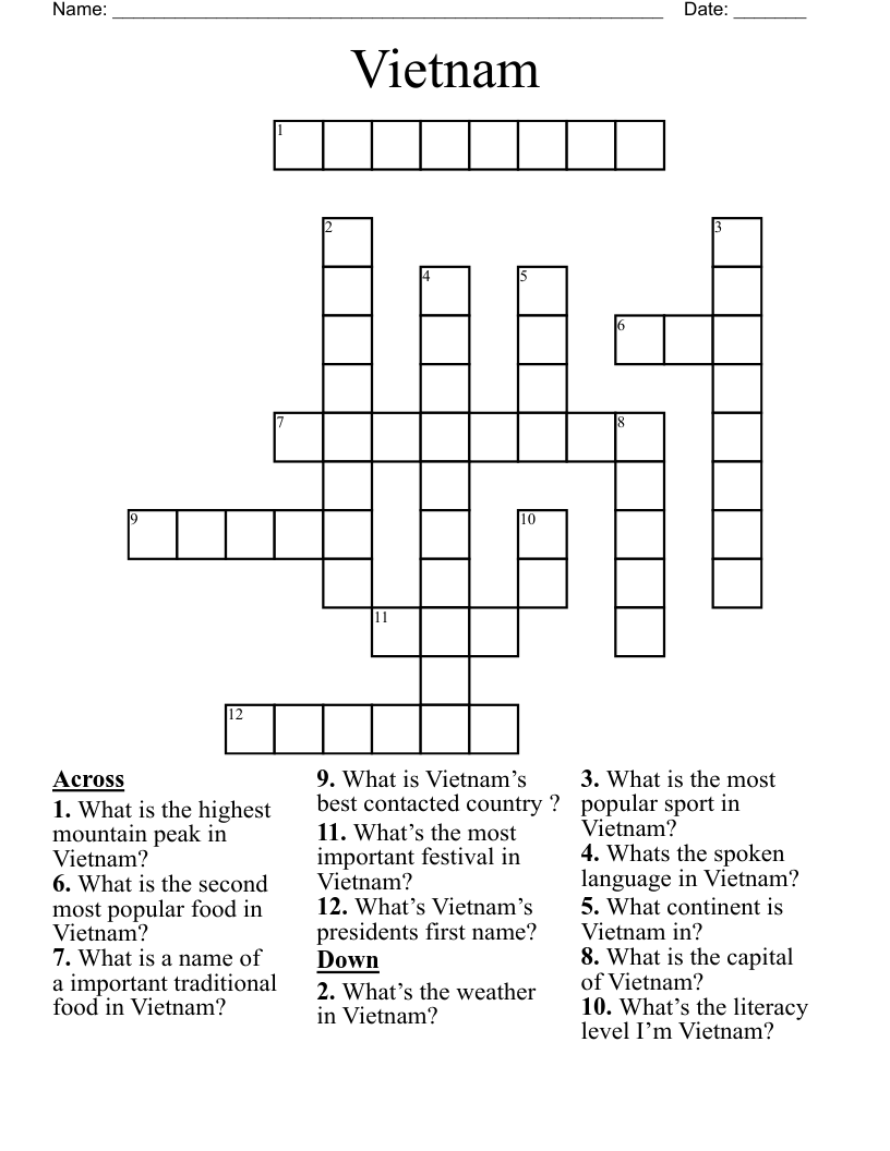 Vietnam  Crossword
