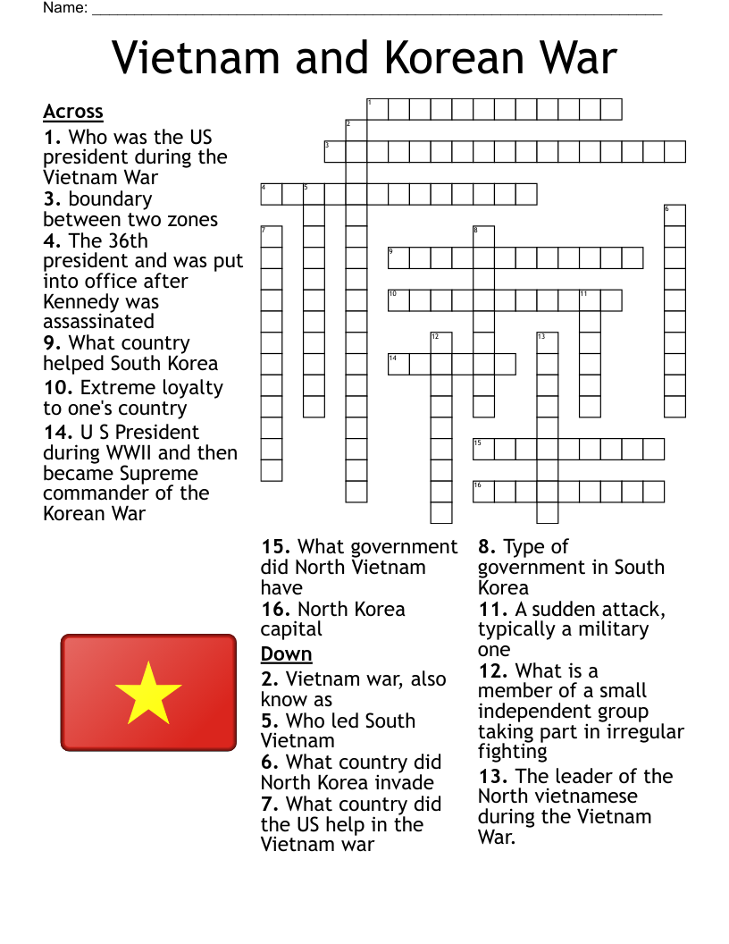 Vietnam and Korean War Crossword
