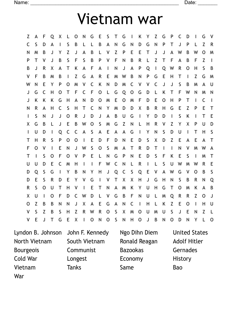 Vietnam war Word Search