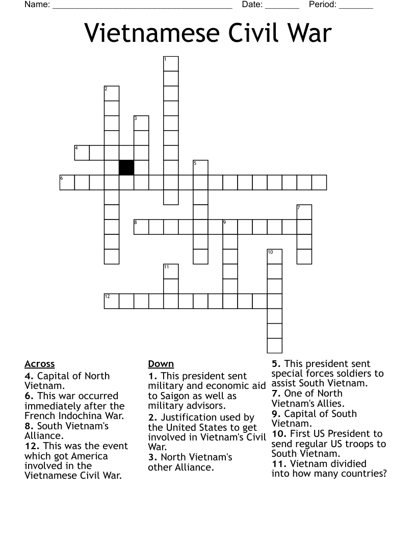 Vietnamese Civil War Crossword