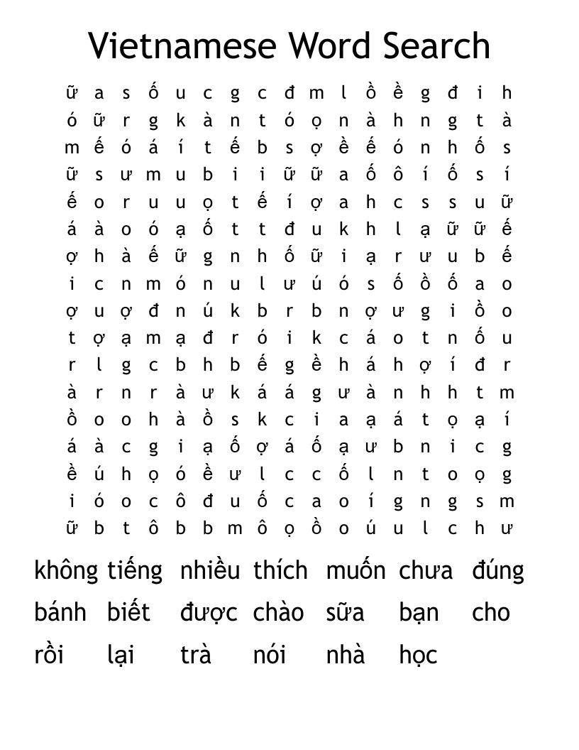 Vietnamese Word Search