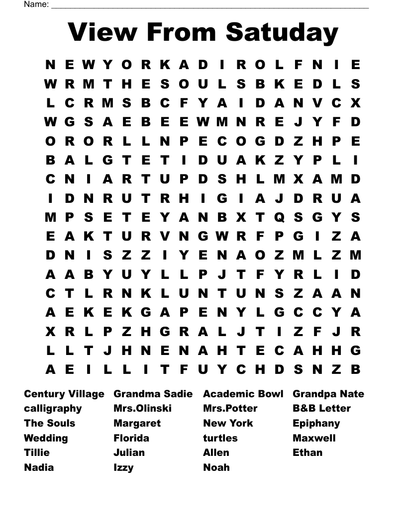 View From Satuday Word Search