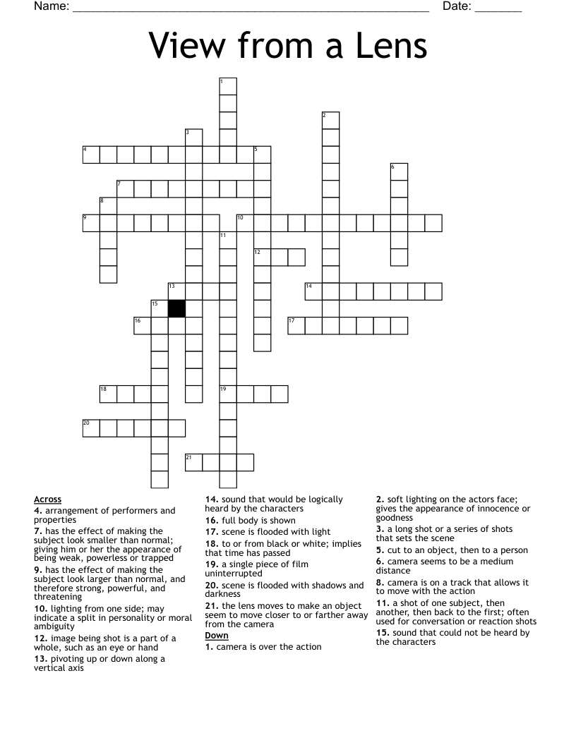 View from a Lens Crossword