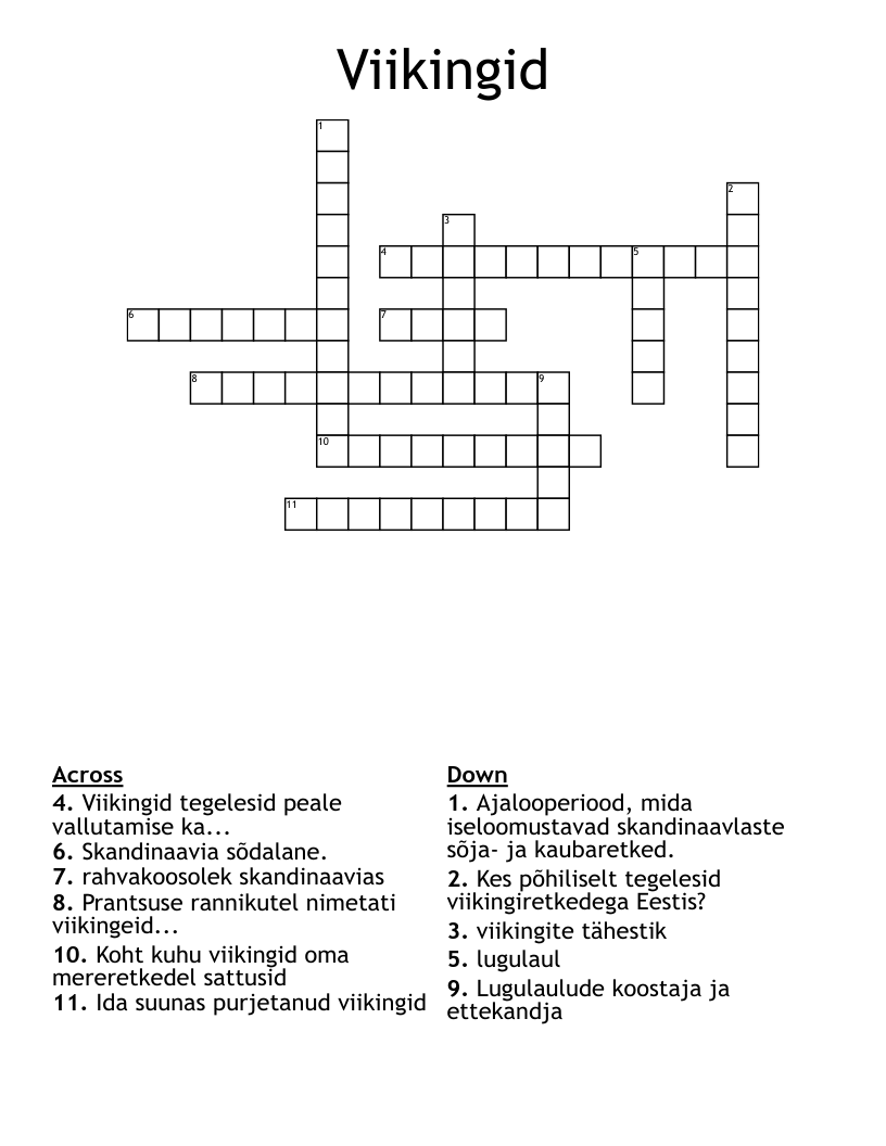 Viikingid Crossword