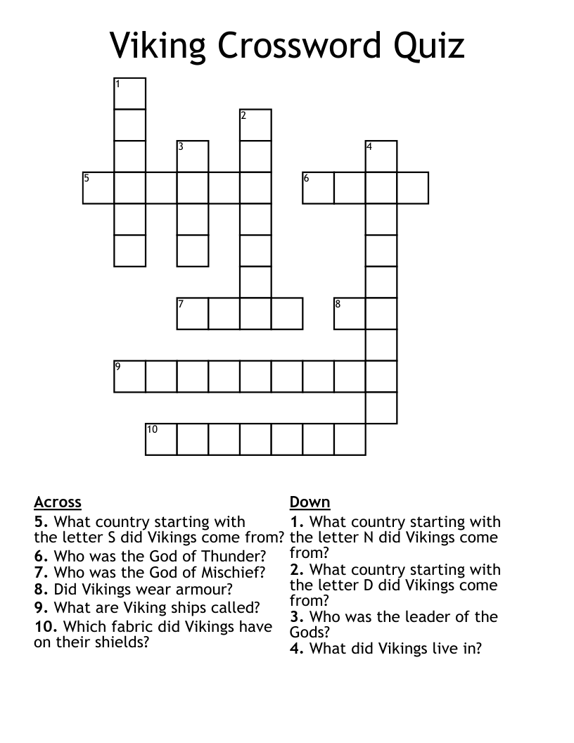 Viking Crossword Quiz