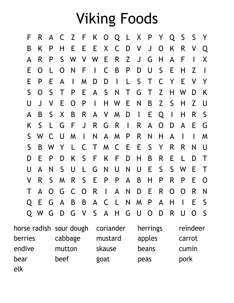 Viking Foods Word Search