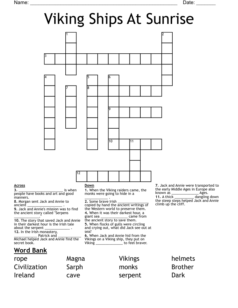 Viking Ships At Sunrise Crossword