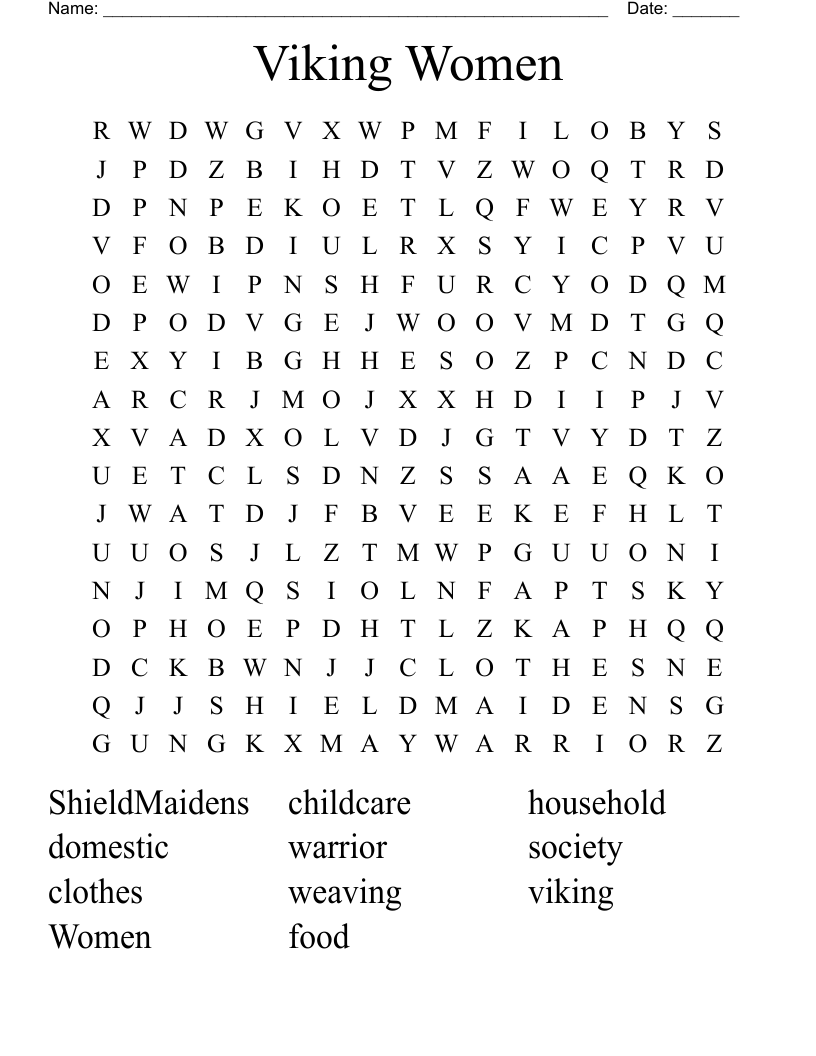 Viking Women Word Search