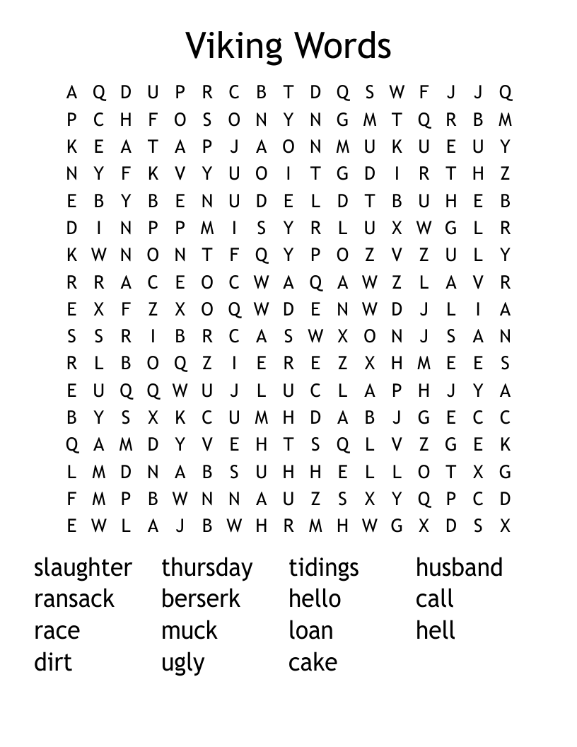 Viking Words Word Search