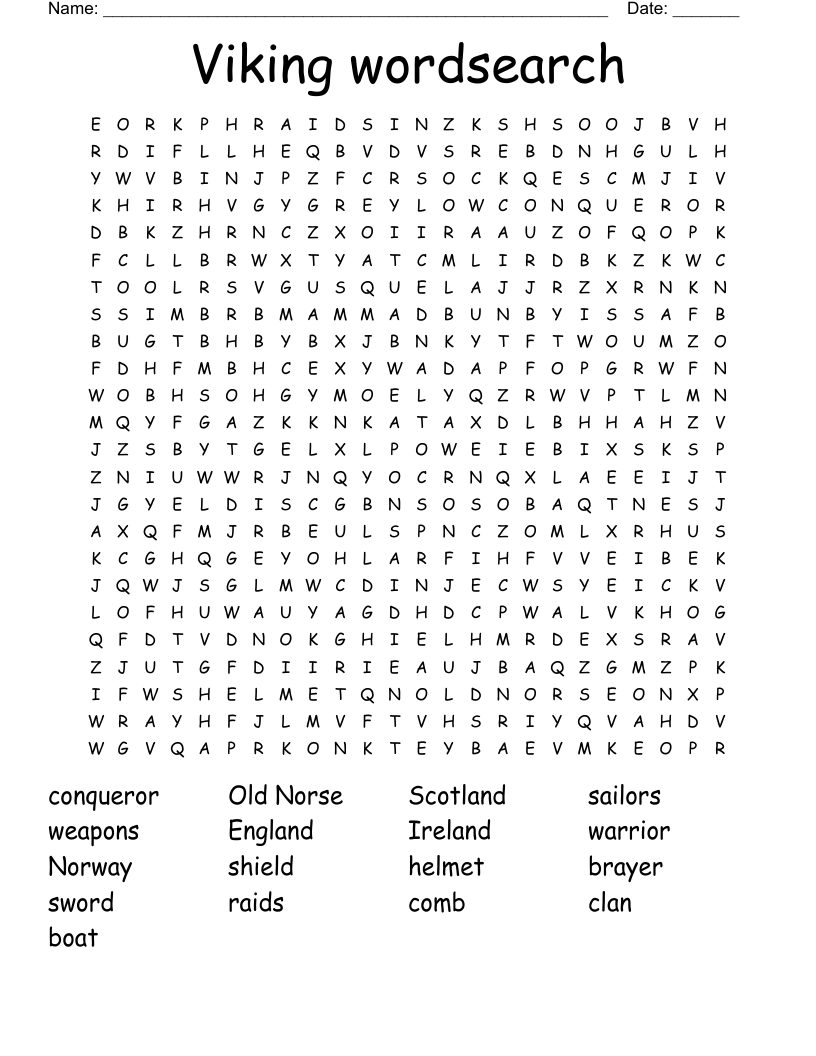 Viking wordsearch 