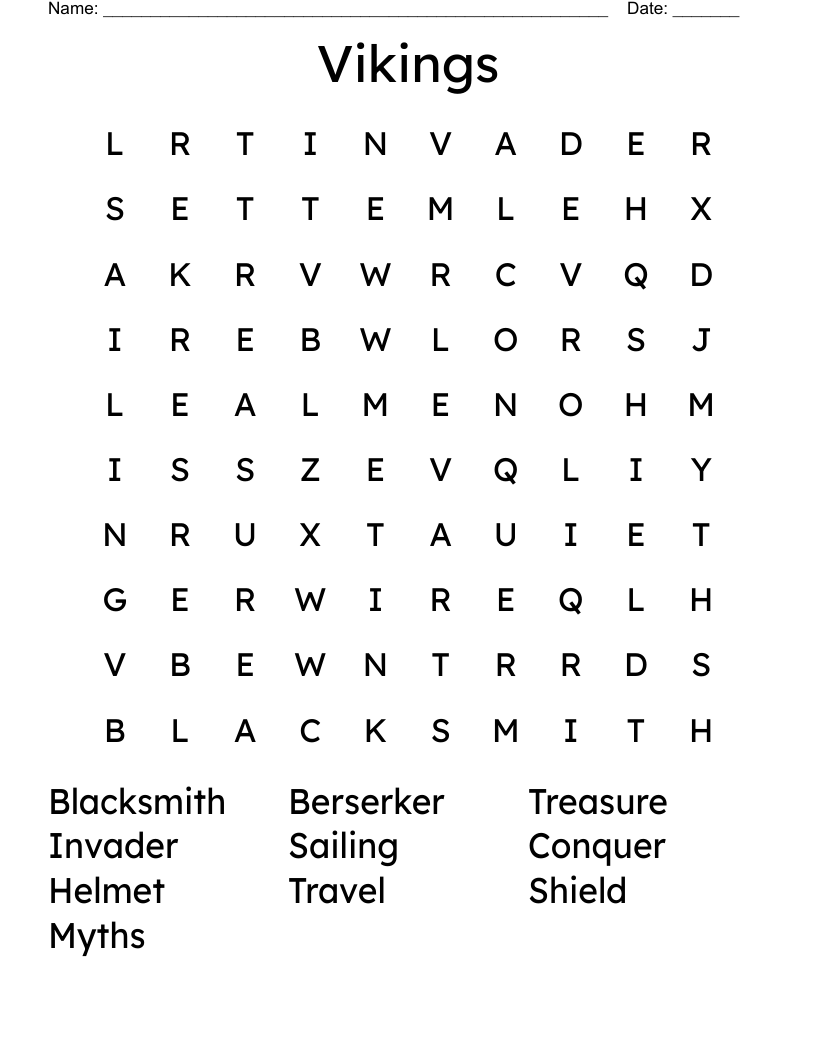 Vikings Word Search
