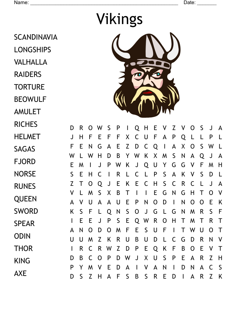 Vikings Word Search