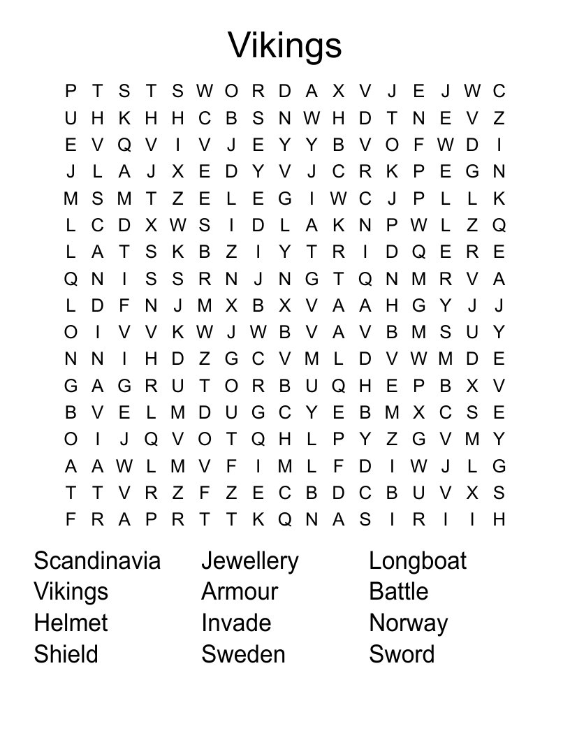 Vikings Word Search