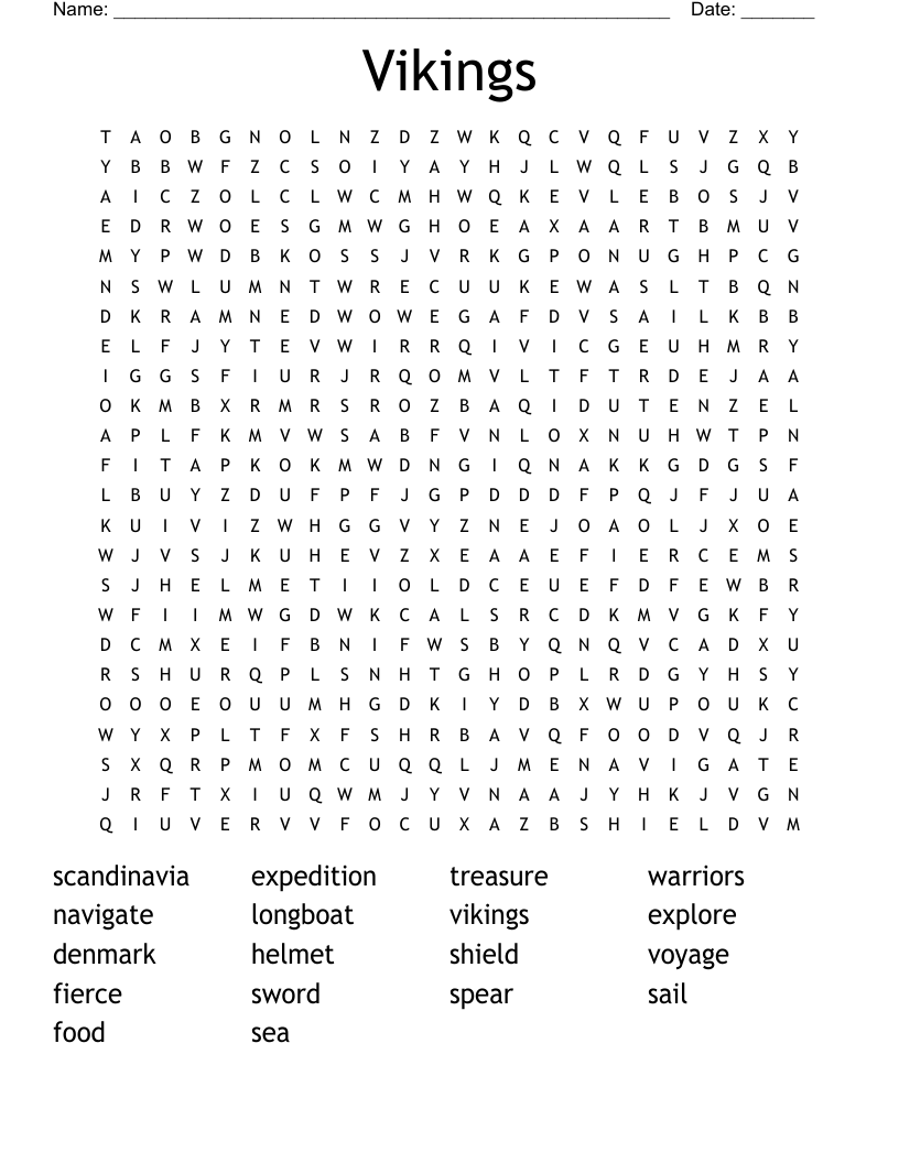 Vikings Word Search