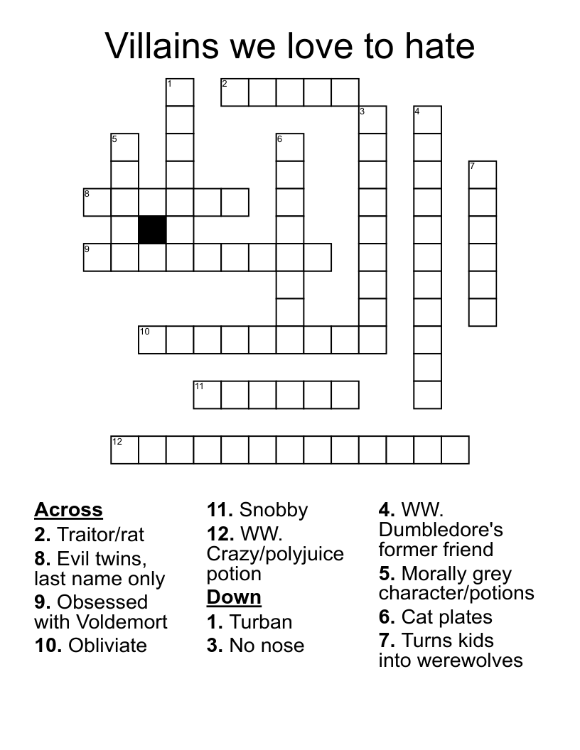 Villains we love to hate Crossword