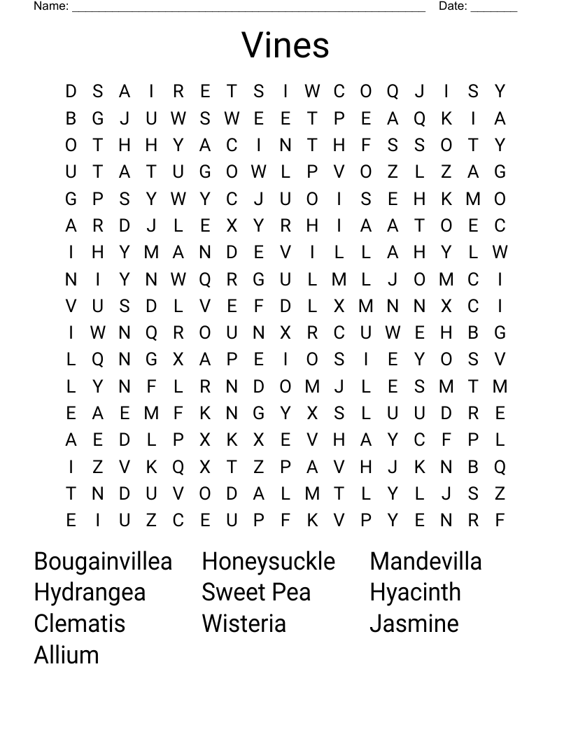Vines Word Search