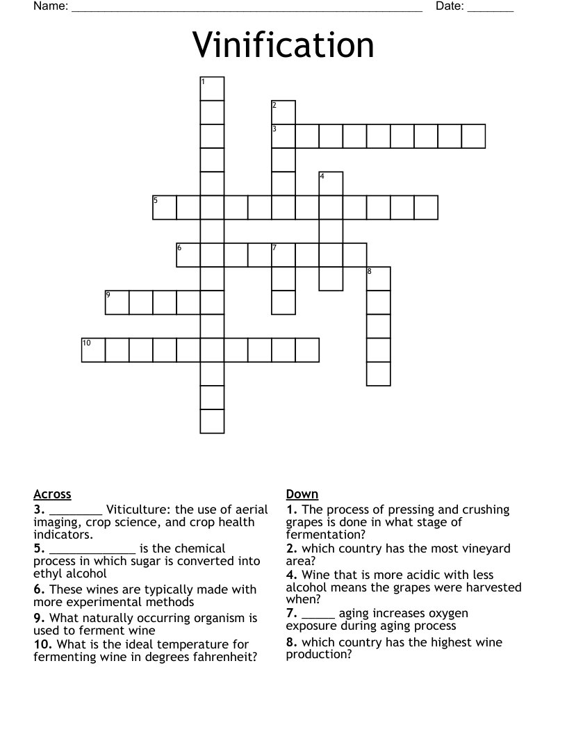 Vinification  Crossword