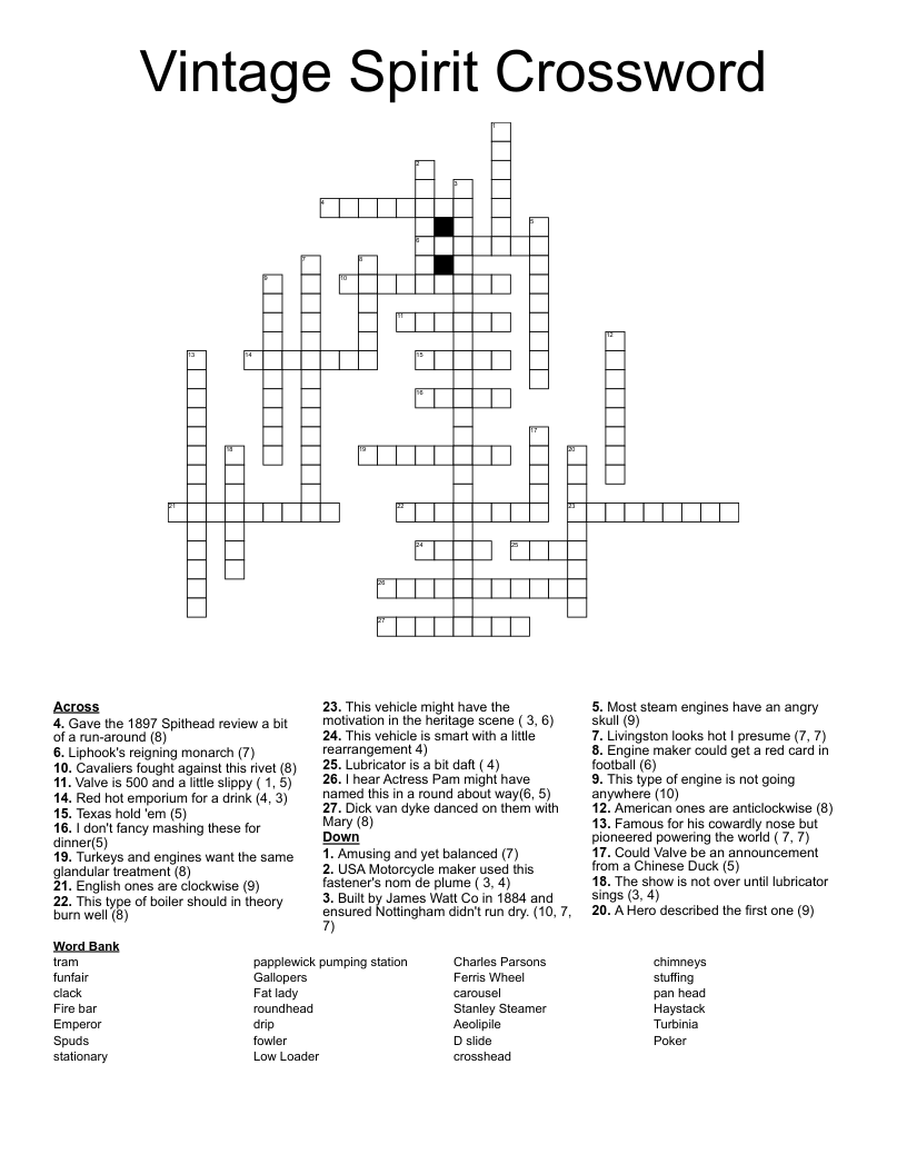 Vintage Spirit Crossword