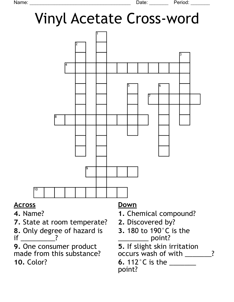 Vinyl Acetate Cross-word Crossword